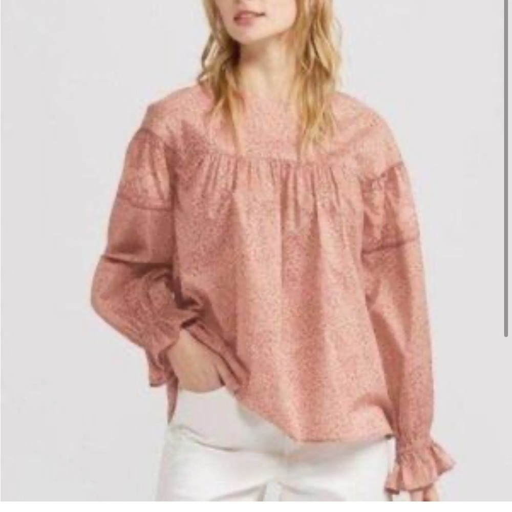 Women’s Floral Blouse Feminine Top Oversized Cotton Cottagecore Small